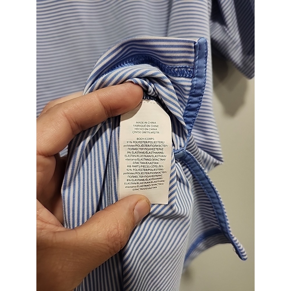 Ralph Lauren RLX Wicking Golf Polo, Mens L, Lt. Blue/White Striped Short Sleeve - Picture 11 of 15